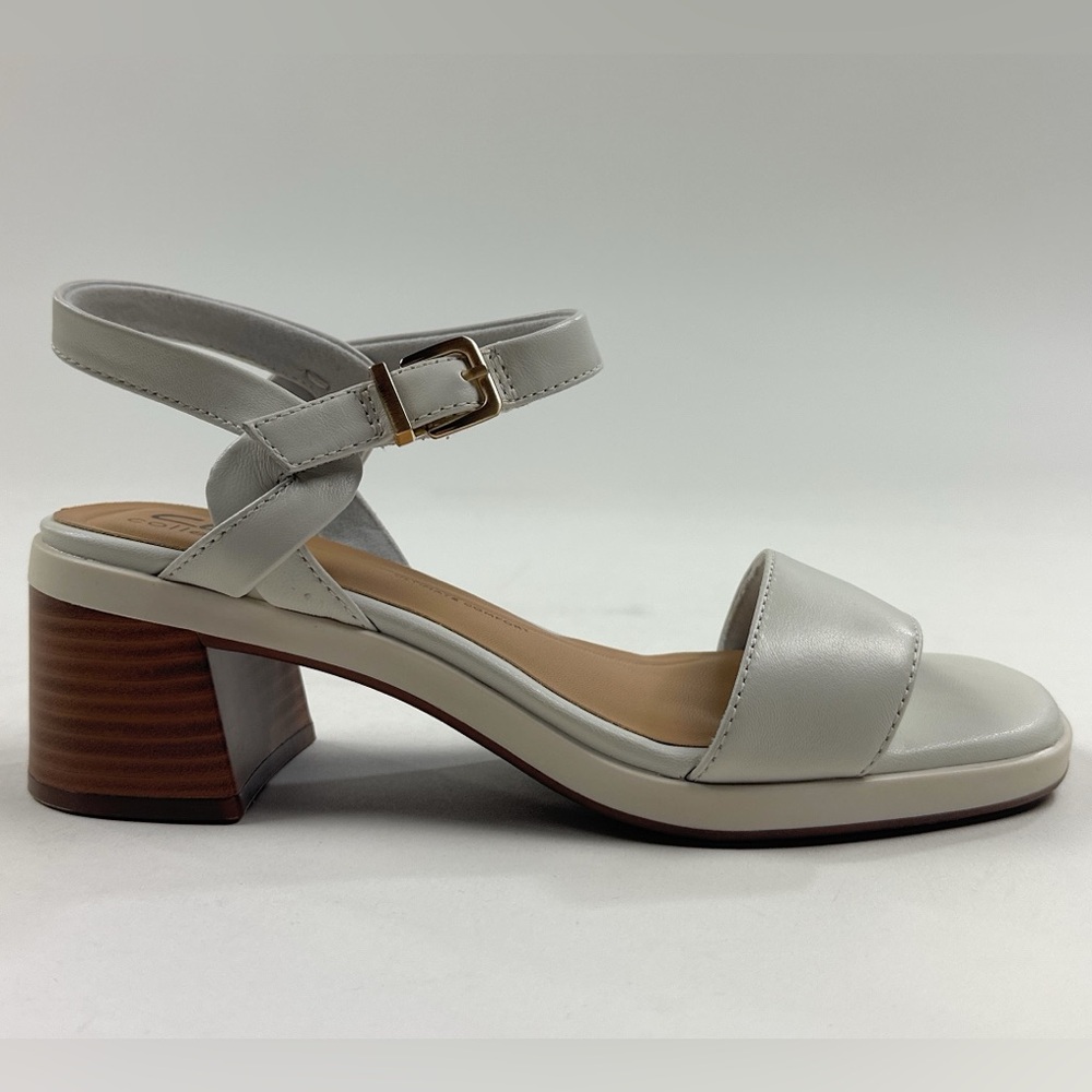 Clarks Jaylan Ray Off White Leather Womens Block Heel Sandals Strappy 26181660
